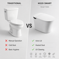 Toilette intelligente à détection automatique, bidet électrique, siège chauffant en céramique, fonctionnalités avancées