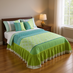 Ensemble de couette Kabir Green King Size 4 pièces, motif géométrique, style moderne, literie pour toutes les saisons, usage domestique - Product Image 2
