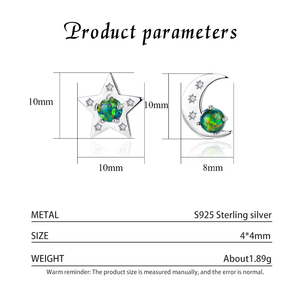 S925 Sterling Silver <b>Opal</b> Stud <b>Earrings</b> Round Shape with Diamond Accents Cute Women's Jewelry for Everyday Wear Wedding Gift - Product Image 3