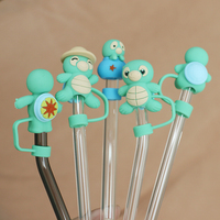 Embout de paille en silicone tortue mignonne, capuchon de paille de qualité alimentaire, embout de paille réutilisable anti-poussière pour pailles de gobelet de 10 mm, décoration de tasse