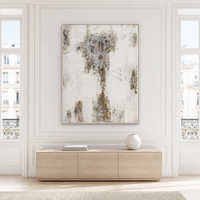 Art mural abstrait moderne, fond blanc vieilli, tons terreux, toile sans cadre, décoration, peinture de paysage nature morte