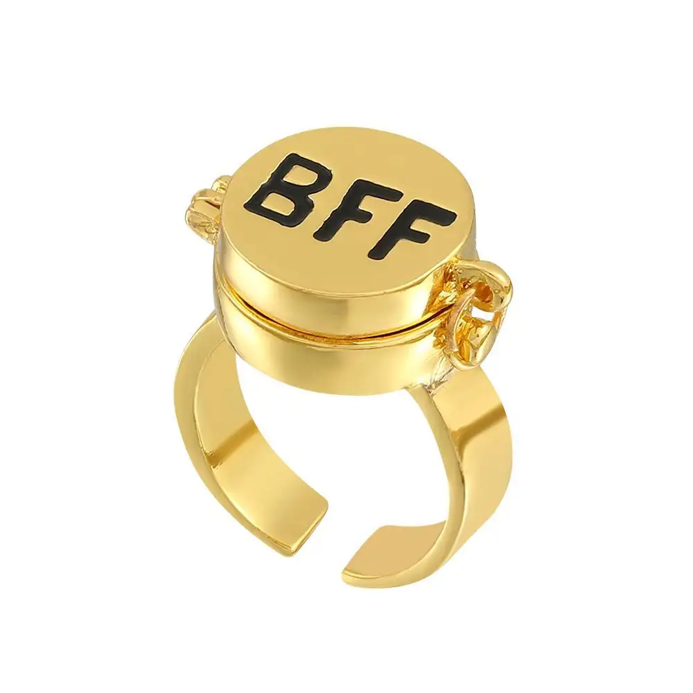 New Fashion Adjustable Gold Plated Anime Cute Forever Best Friend Opening spongebob bff ring