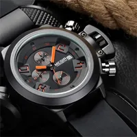 Montre-bracelet à quartz MEGIR 2002 pour homme, design élégant, bracelet en silicone, étanche, calendrier, stockage, course à pied