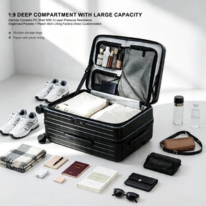 Ensemble de bagages rigides extensibles 3 pièces à ouverture frontale pour affaires avec roulettes pivotantes à amortissement par ressort - Product Image 3