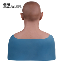 Accessoires de mascarade de fête homme d'âge moyen, visage d'halloween humain en Silicone, masque intégral réaliste
