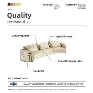 Juego de sofá seccional de 3-6 plazas de esquina curvada de diseñador italiano de lujo sofá de cuero genuino para salas de estar-muebles de hotel - Product Image 5