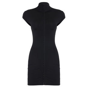 Vestido corto ajustado de color liso para mujer, sexy, con aberturas, corte regular, mini vestido de verano para uso diario con cremalleras y estampado digital natural. - Product Image 6