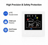 Termostato de Pared Moderno con Pantalla Táctil, Ahorro de Energía, Programable, Control por WiFi con App Tuya para Calefacción Eléctrica/de Piso/Caldera