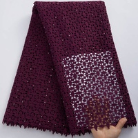 3001 Dentelle Cordon Guipure Rouge Brodée Oeillets Tissu de Dentelle Cordon Africaine Tissu de Dentelle Nigériane de Haute Qualité pour Fête de Mariage