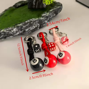 Sáng tạo may mắn xúc xắc bida Móc Chìa Khóa 3D <span class=keywords><strong>Mini</strong></span> bida dệt dây túi điện thoại di động mặt dây chuyền túi quyến rũ Xe móc chìa khóa quà tặng - Product Image 6