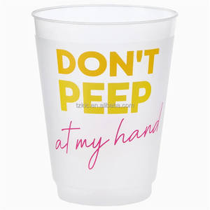 16 Oz. Tasses de fête transparentes personnalisées Tasse de fête de fiançailles de mariage en plastique givré - Product Image 1