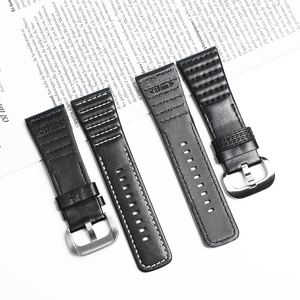 Correa de Reloj de Cuero Genuino de Vaca de Lujo de 28 mm, Negra con Costuras, para Reloj Seven <span class=keywords><strong>Friday</strong></span> - Product Image 3
