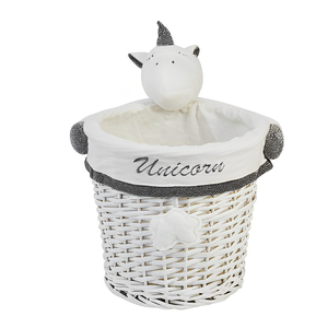 ตะกร้าหวายสีขาวลายยูนิคอร์น 1 ชิ้น 28x26 ซม. - Product Image 1