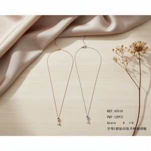 Collar con Colgante de Diamante en Forma de Letra L de Acero Inoxidable, 6 Pulgadas, 12 Piezas - Product Image 3