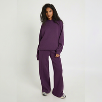 Ensemble survêtement décontracté pour femme : sweat à capuche violet oversize et pantalon large – Fournisseur de vêtements de mode personnalisés en gros