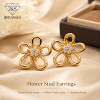 925 Sterling Silber Durchbrochene Blumen-Ohrstecker, OEM-fertig, Rhodium- und Silberbeschichtet, Minimalistisch für Großhandelsprojekte