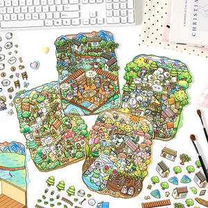 12 feuilles par paquet créatif 3d stéréoscopique grands autocollants Collection Miniature scène paysage autocollants - Product Image 3