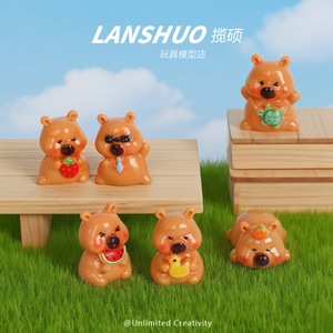 Resin Cartoon Mini <b>Bear</b> Figurines Solid Color <b>Cute</b> Animal Shape Desktop Ornaments Home Decoration Artistic DIY Accessories - Product Image 1