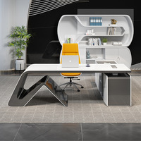 PDG charge sans fil L forme Table intelligente moderne blanc meubles de bureau à domicile haute technologie patron directeur exécutif bureau