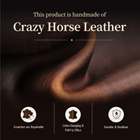 Boîte à remontoir de montre individuelle en cuir véritable végétalien Crazy Horse, étui de présentation à une fente avec intérieur en daim, marque privée