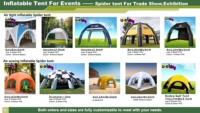 Tentes gonflables en PVC étanches à l'air personnalisées, tentes en dôme araignée, structures d'urgence, abris avec bannière d'auvent mural