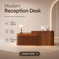 Meubles commerciaux sur mesure, comptoir de caisse en bois, table de réception moderne et simple pour salon de beauté et bureau d'entreprise