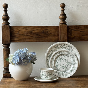 Service de <span class=keywords><strong>vaisselle</strong></span> rond en <span class=keywords><strong>porcelaine</strong></span> vintage, motif floral vert, assiettes, bols, tasses, mugs, plats, <span class=keywords><strong>vaisselle</strong></span> <span class=keywords><strong>française</strong></span> - Product Image 3
