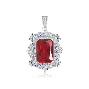 Pendentif bicolore en cuivre électrolytique avec zircone cubique et pierres précieuses colorées de 10*14mm, vente en gros d'usine pour femmes - Product Image 6