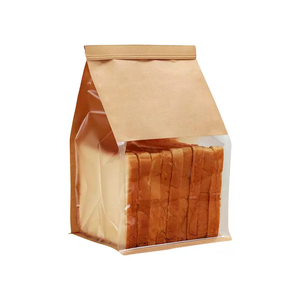 Bolsas de Papel Kraft Desechables <span class=keywords><strong>para</strong></span> Reciclar Pan, Panadería, Comida, Palomitas de Maíz, Bolsas de Papel a Prueba de Grasa con Ventanas - Product Image 1