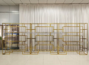 Elegante estante de vino dorado de acero inoxidable, nuevo hierro, barra de recepción de bodas, exhibición de fondo, decoraciones de fiesta para bodas - Product Image 5