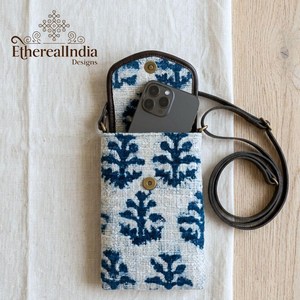 Jaipur Floral Mobile Sling Bag Handmade Block Print Cotton Crossbody Purse Wholesale Manufacturer India Export - Product Image 1
