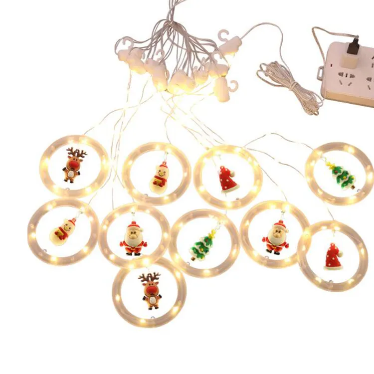 Window Lights Christmas Decor Ring Lights LED Curtain Lights Indoor Outdoor USB Warm White Party Christmas Tree New Year Decor
