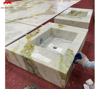 Dalle de marbre naturel poli blanc et vert pour meuble-lavabo et comptoir de salle de bain de villa de luxe chinoise