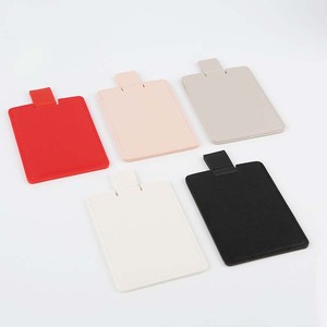 Espejo de bolsillo personalizado de acero inoxidable para maquillaje, compacto, irrompible, espejo de mano con cubierta de cuero Pu para regalo de viaje - Product Image 1