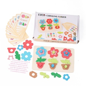 Blocchi <span class=keywords><strong>Puzzle</strong></span> Floreali per Bambini, Gioco da Tavolo Divertente per lo Sviluppo delle Abilità Cognitive, Giocattolo Educativo in Legno per Bambini dai 4 ai 6 Anni - Product Image 6