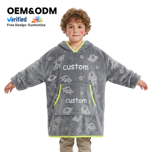 Coperta con Cappuccio Personalizzabile OEM ODM 100% Poliestere, Oversize Invernale Lavabile in Lavatrice, per Adulti e Bambini, in Peluche con Motivo a Quadri - Product Image 1