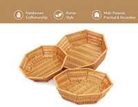 Panier de rangement octogonal en rotin plastique polyvalent pour les collations, le pain, les articles de salle de bain et l'organisation des petits objets