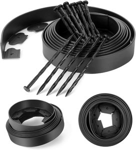 <strong>GARDEN</strong> LAWN 10M FLEXIBLE <strong>EDGING</strong> <strong>PLASTIC</strong> WITH 40 PEGS GRASS FLOWER BED TIDY PATH - Product Image 2