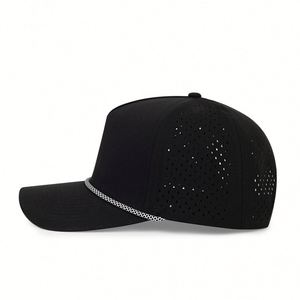 Casquettes de camionneur personnalisées en gros avec corde, casquettes perforées au laser de haute qualité, casquettes de golf 5 panneaux avec corde - Product Image 2