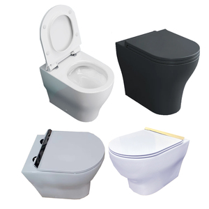WC monobloc sur pied pour salle de bain, toilettes traditionnelles à chasse d'eau par jets, WC rond pour hôtel, sanitaires en céramique - Product Image 1