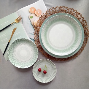 Assiettes de fête en porcelaine turque de style vintage tropical vert clair, vaisselle en céramique personnalisée en porcelaine fine - Product Image 6