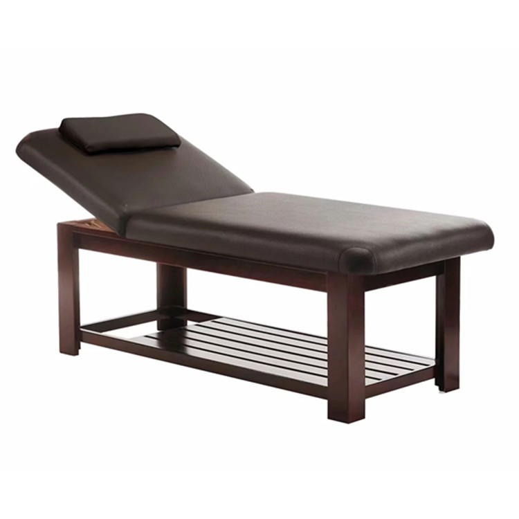 Bruin Lederen Effen Massage Tafel Bed Enkele Salon Beauty Facial Met Bed Been Lift Massage Tafel