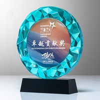 Nouvelle conception couleur impression arc-en-ciel rond CrystalGlass Awards Plaque trophée