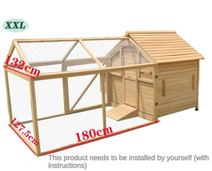 Grote houten buitenkippenhok met metalen deuropener, kippenhuis voor kleine dieren zoals eenden, konijnen, kippen, kooi - Product Image 5