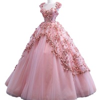 Robes De Quinceanera rose 3D fleur dentelle robe De bal Pageant fête douce 15 16 robes Vestidos De Fiesta 2025