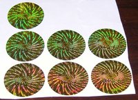 Fabrication de hologrammes 2D/3D dorés colorés en PET anti-contrefaçon, adhésifs jetables/permanents