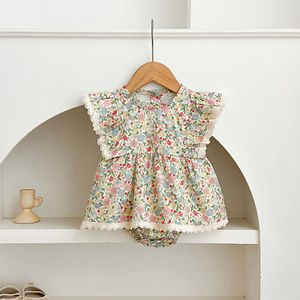 Yazlık Yenidoğan Bebek Prenses Tulumu Bebek Kız Kısa Kollu Pamuklu Bebek Kıyafetleri - Product Image 1