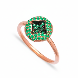 Minimalist <b>Emerald</b> CZ Stone Round Design Geometric Square Wholesale Handcrafted 925 Sterling <b>Silver</b> Jewelry <b>Ring</b> - Product Image 2