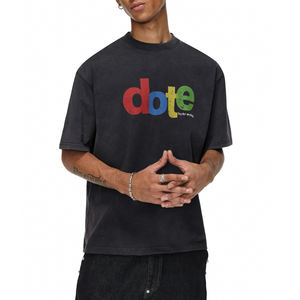 เสื้อยืดผู้ชายทรงบ็อกซี่ ล้างสีแบบแอซิด พิมพ์ลาย<span class=keywords><strong>กราฟิก</strong></span> คุณภาพสูง คอกลม ทรงวินเทจ ไหล่ตก - Product Image 2