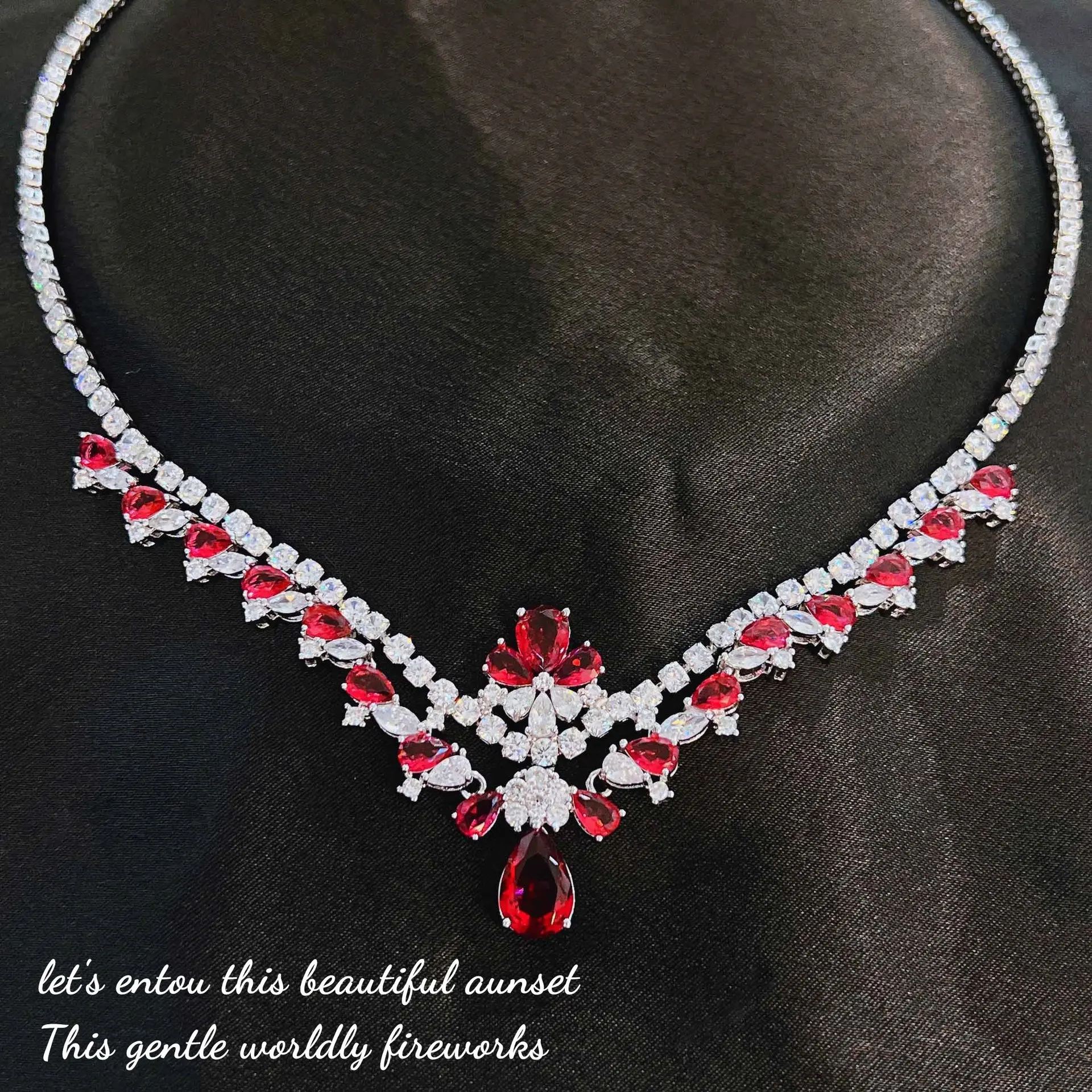 Luxury Noble Designer Jewelry Artificial Ruby Necklaces For Elegant Banquet Wedding Neck Accessories Valentine's Day Gifts